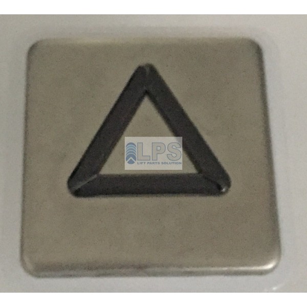 Tête de bouton BL carré inox avec collerette métal gravure : FLECHE MONTEE
