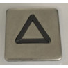 Tête de bouton BL carré inox avec collerette métal gravure : FLECHE MONTEE